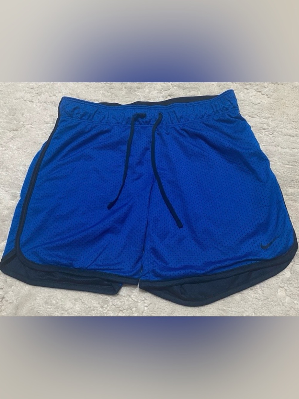 Nike Blue Mesh Athletic Shorts with Black Trim Womens XS